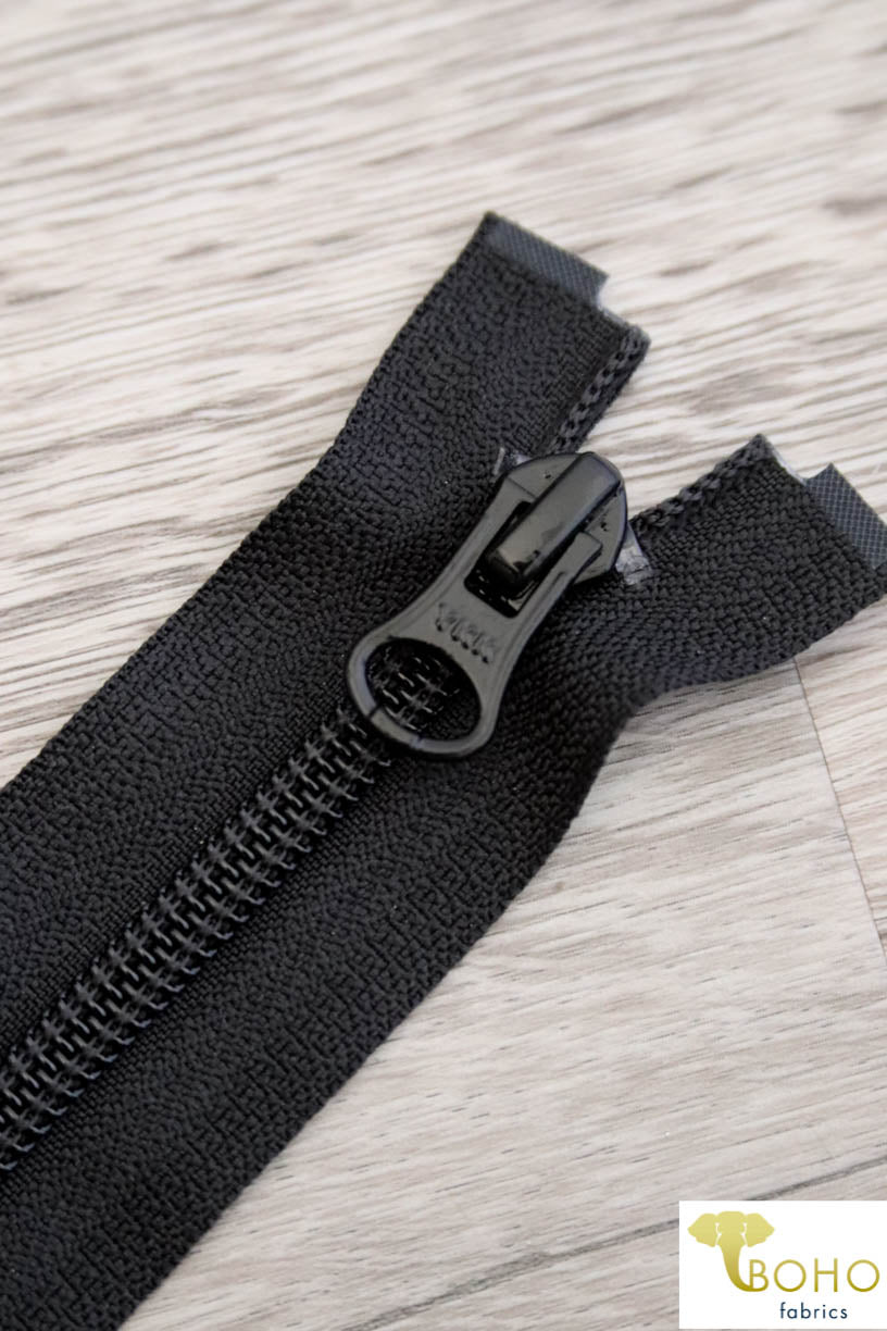 Black, 2-Way Separating MS Zippers, Size 23"-30" - Boho Fabrics