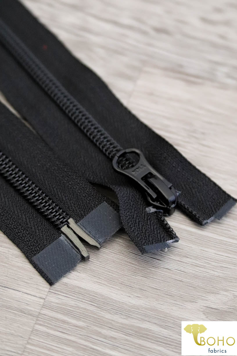 Black, 2-Way Separating MS Zippers, Size 23"-30" - Boho Fabrics