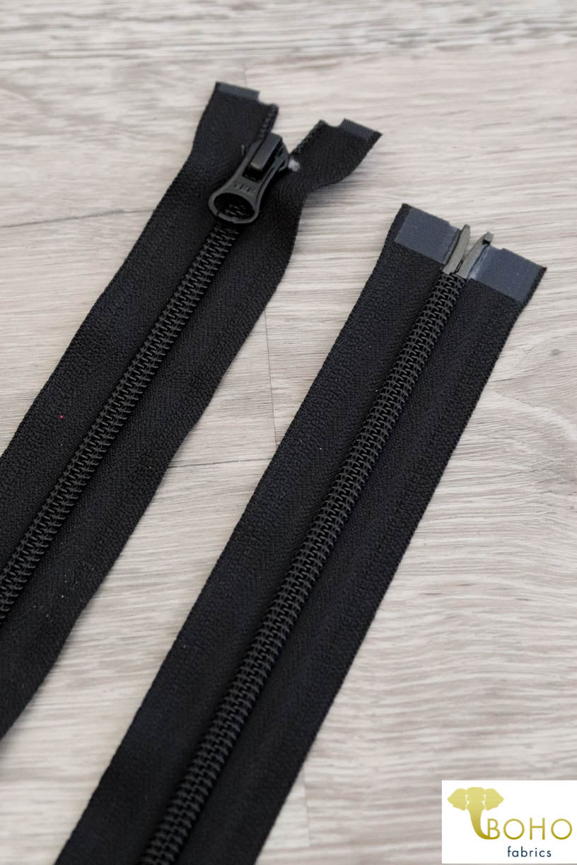 Black, 2-Way Separating MS Zippers, Size 23"-30" - Boho Fabrics