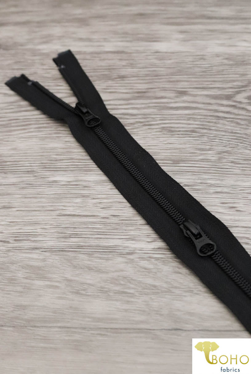Black, 2-Way Separating MS Zippers, Size 23"-30" - Boho Fabrics