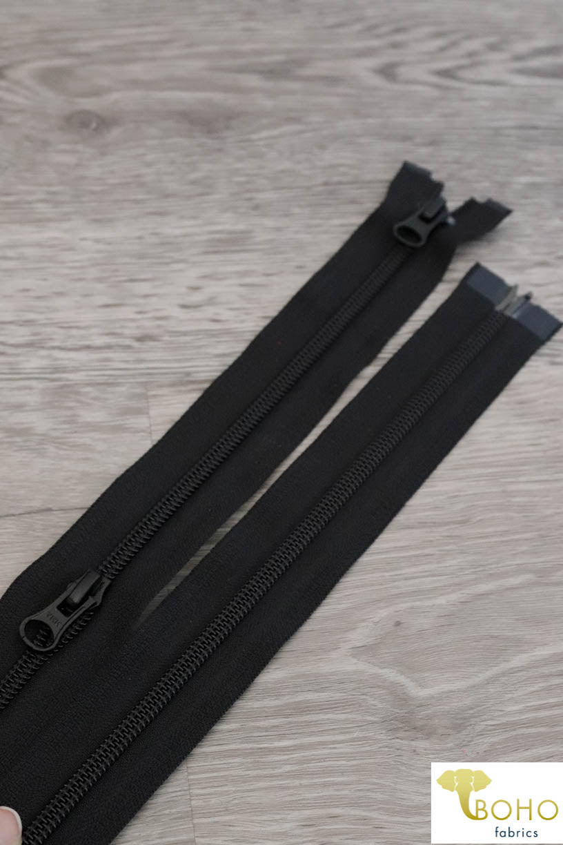 Black, 2-Way Separating MS Zippers, Size 23"-30" - Boho Fabrics