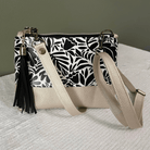 Black and Cream Floral Vinyl - Boho Fabrics - Vinyl Fabric