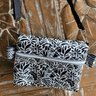 Black and Cream Floral Vinyl - Boho Fabrics - Vinyl Fabric