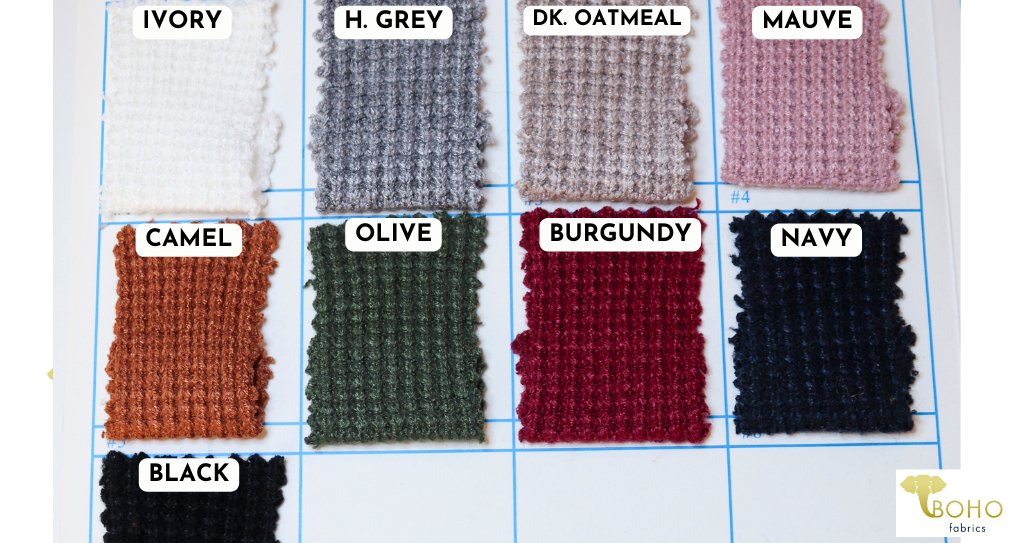 Black Cable Rib, Luxe Sweater Knit Fabric - Boho Fabrics