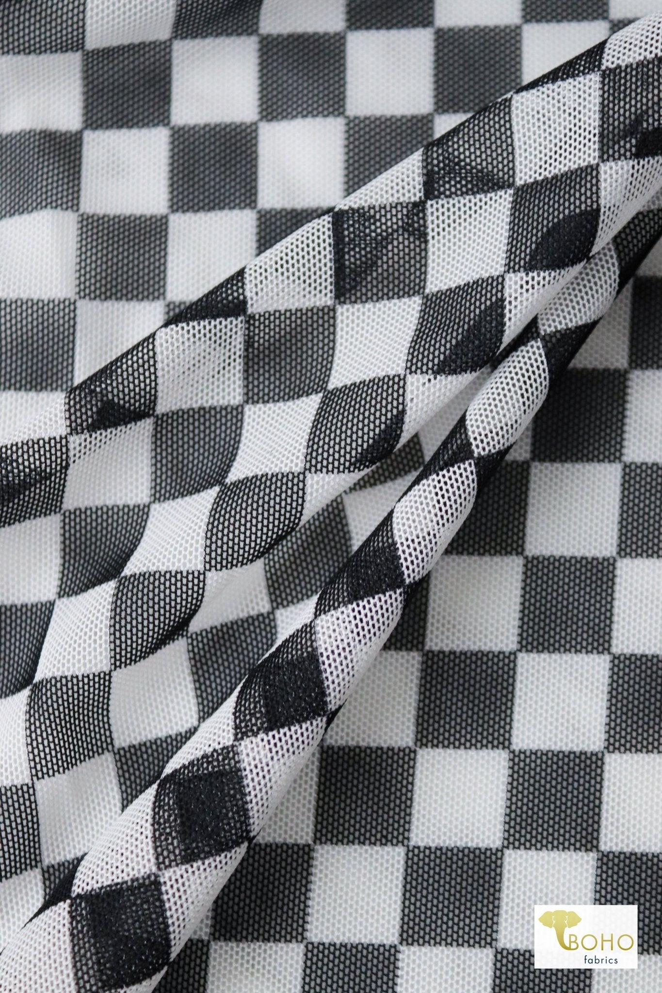 Black Checker, Stretch Mesh - Boho Fabrics