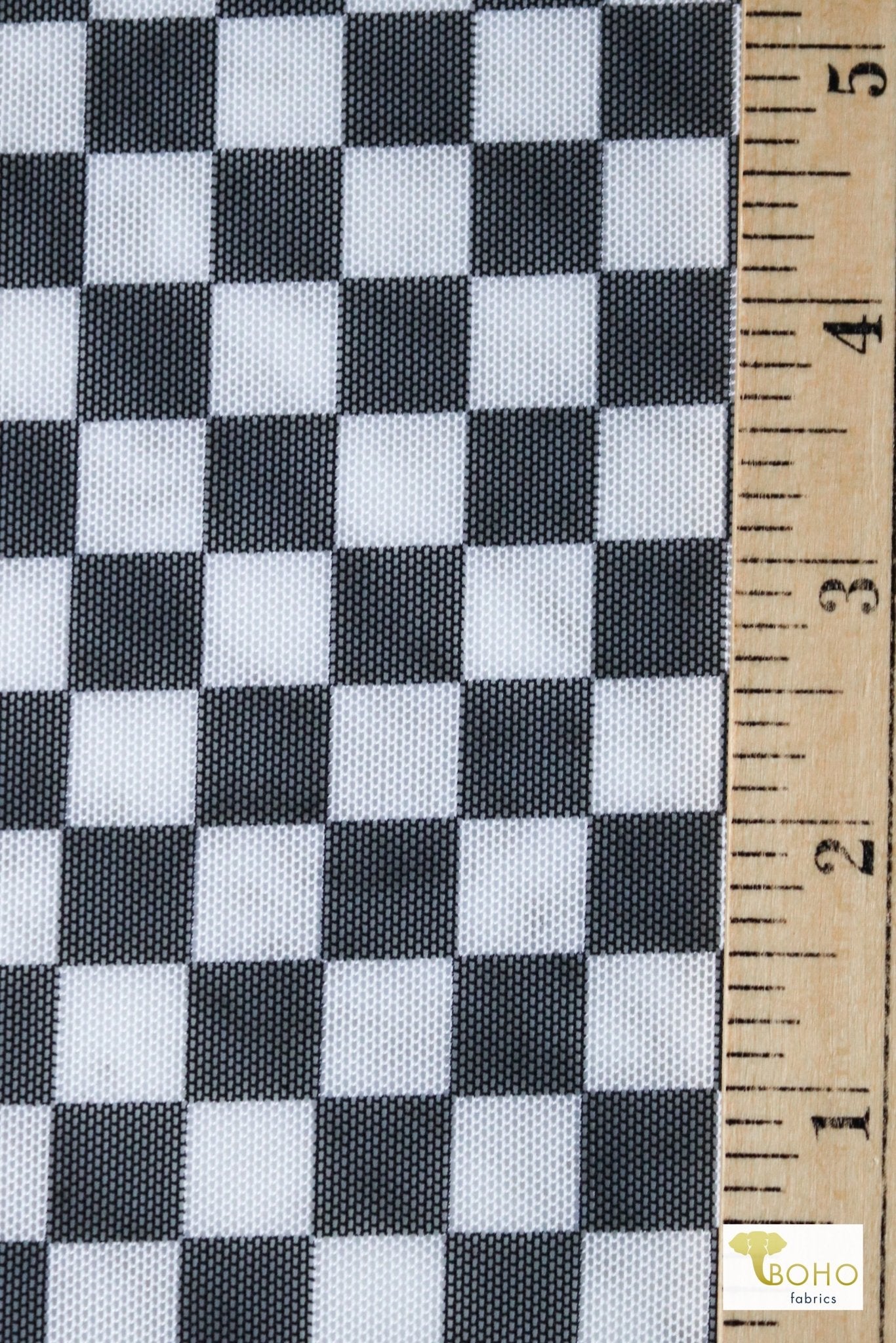 Black Checker, Stretch Mesh - Boho Fabrics