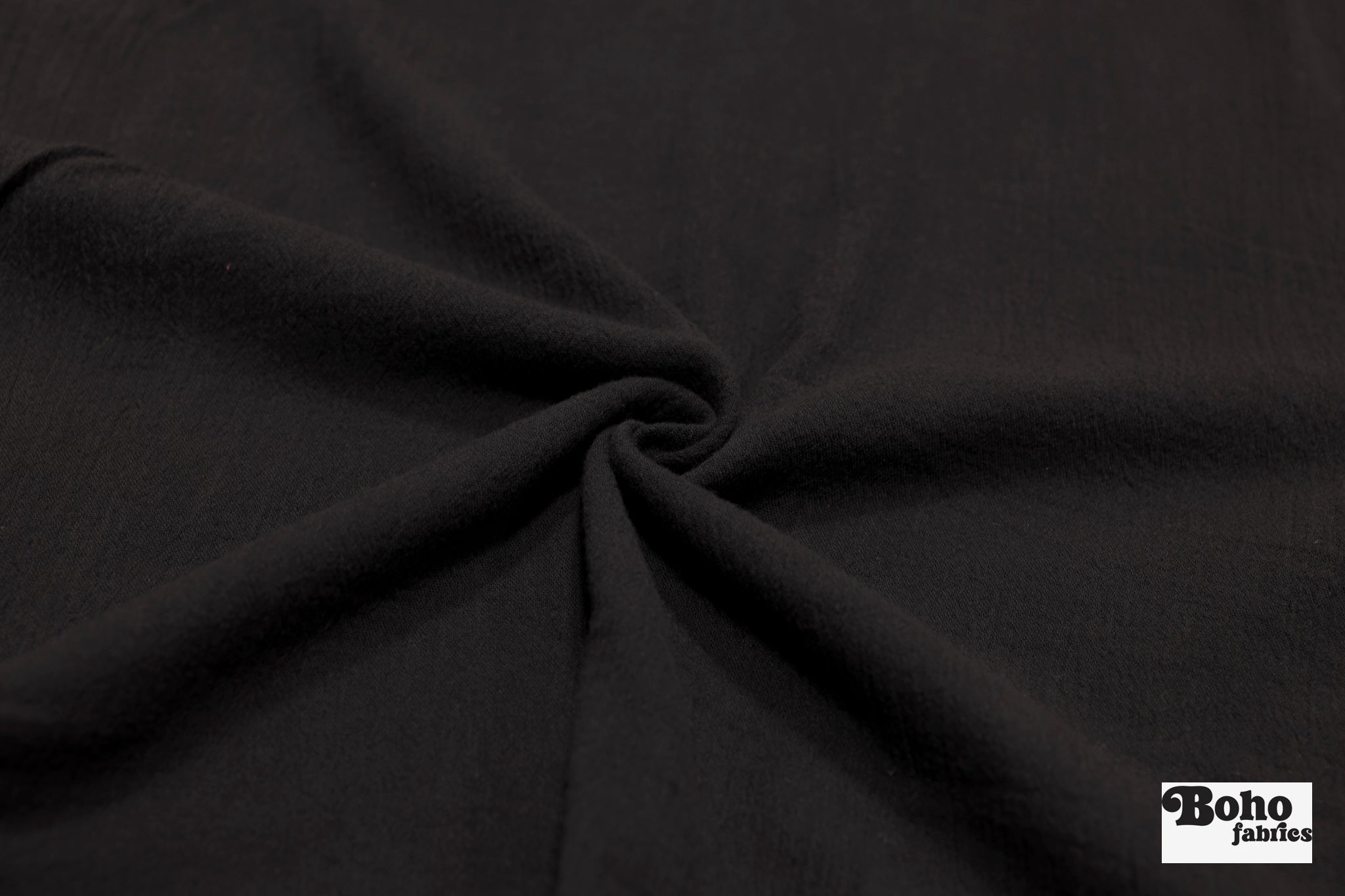 Black, Cotton Crepe Gauze 52", Woven Fabric - Boho Fabrics - Gauze, Woven