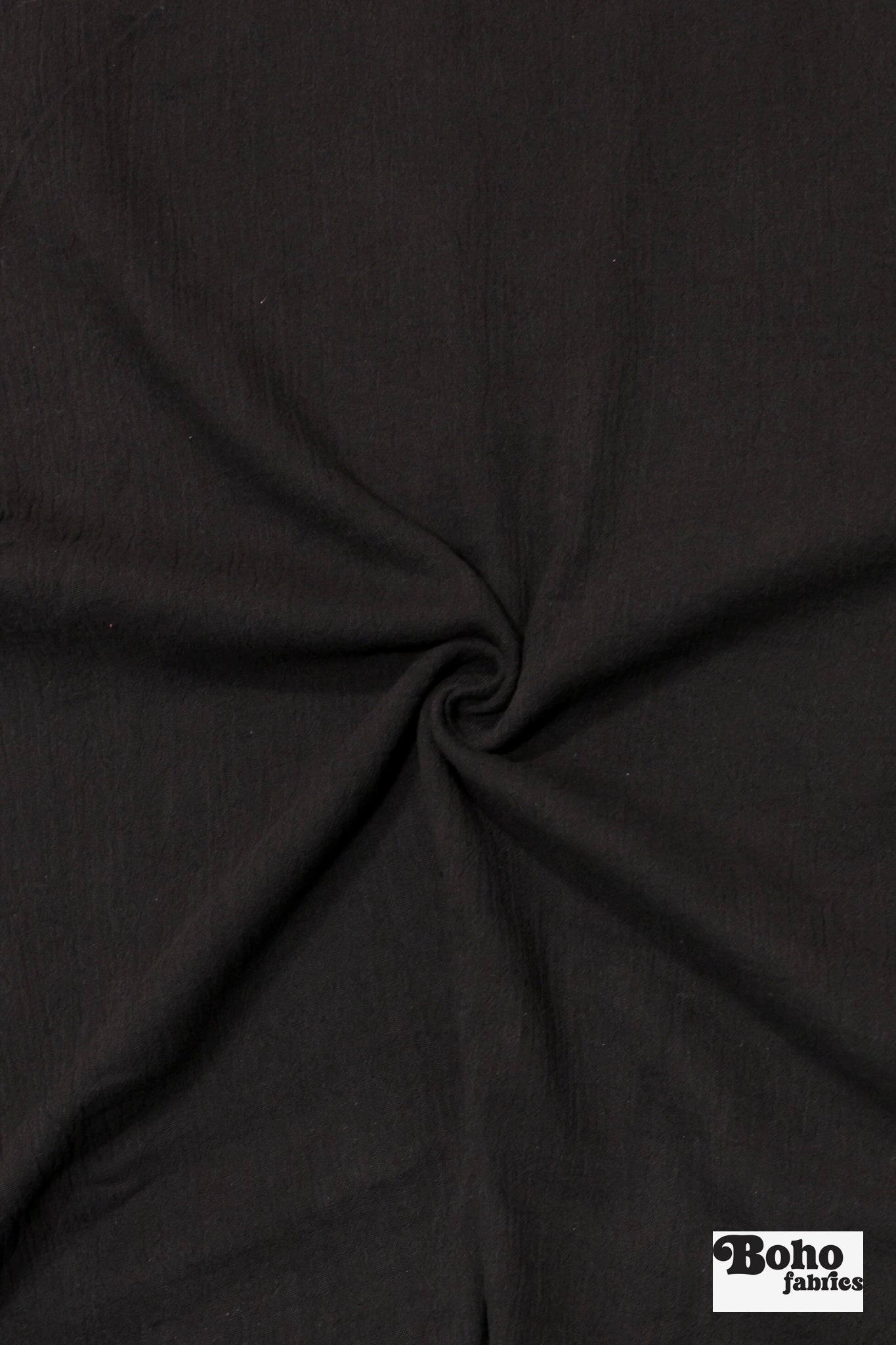 Black, Cotton Crepe Gauze 52", Woven Fabric - Boho Fabrics - Gauze, Woven