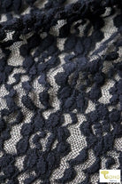 Black Daisy Floral Raised Lace SL-130 - Boho Fabrics