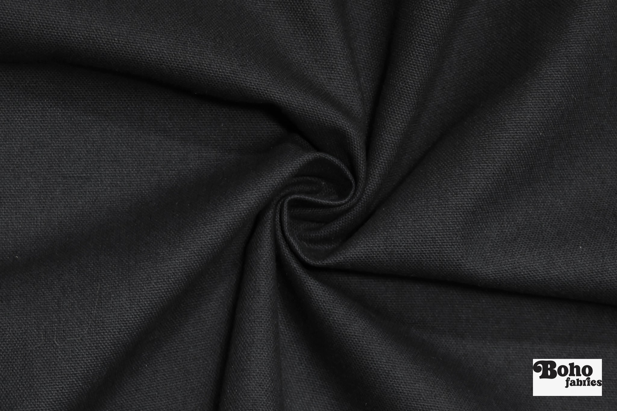 Black, Deadstock Cotton Duck Canvas Woven Fabric - Boho Fabrics - Canvas Fabric