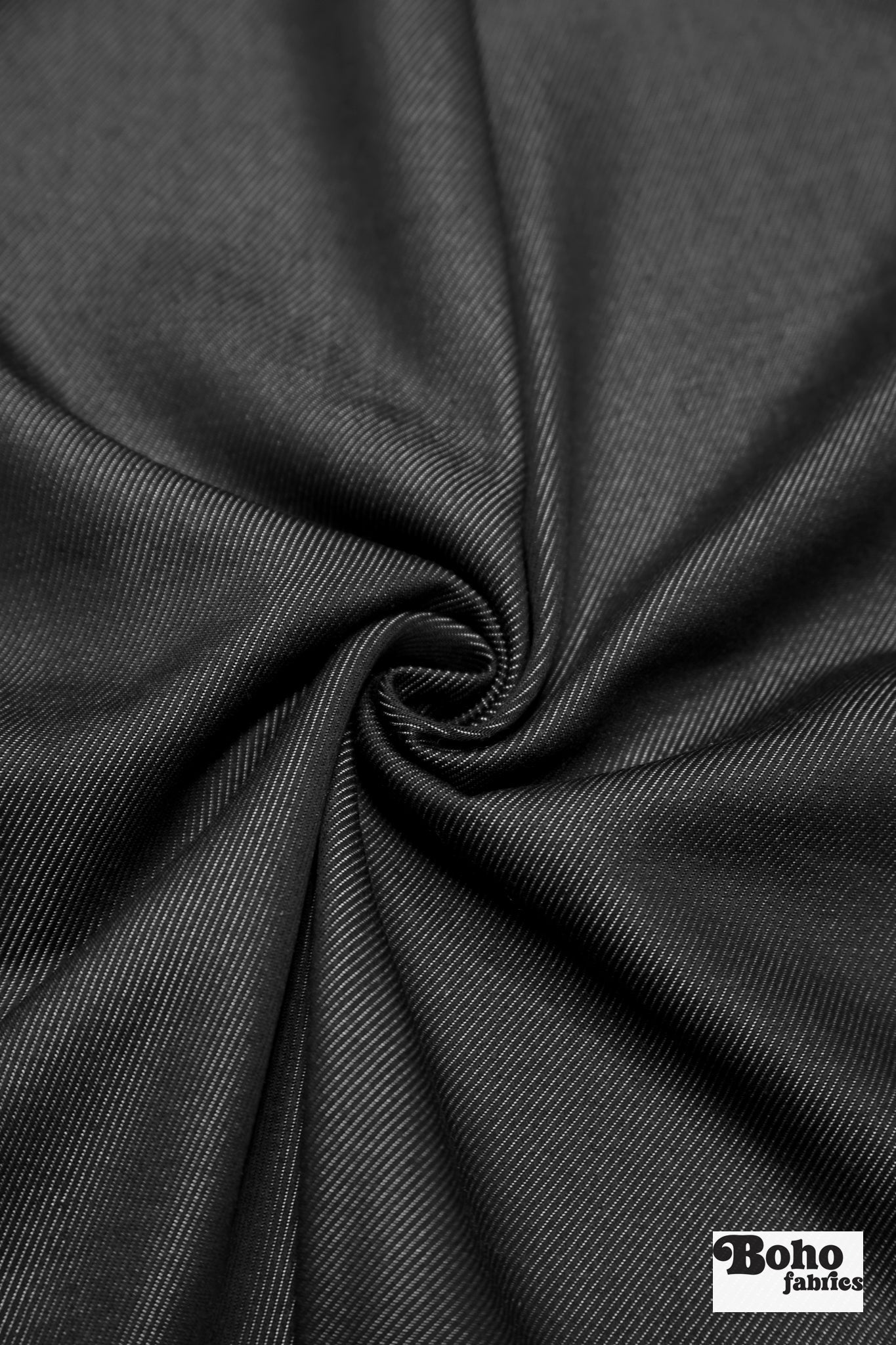 Black Denim Cotton Twill Woven Fabric - Boho Fabrics - Twill, Woven
