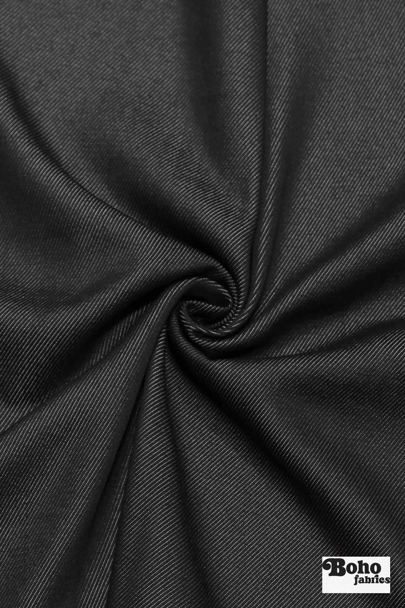 Black Denim Cotton Twill Woven Fabric - Boho Fabrics - Twill, Woven