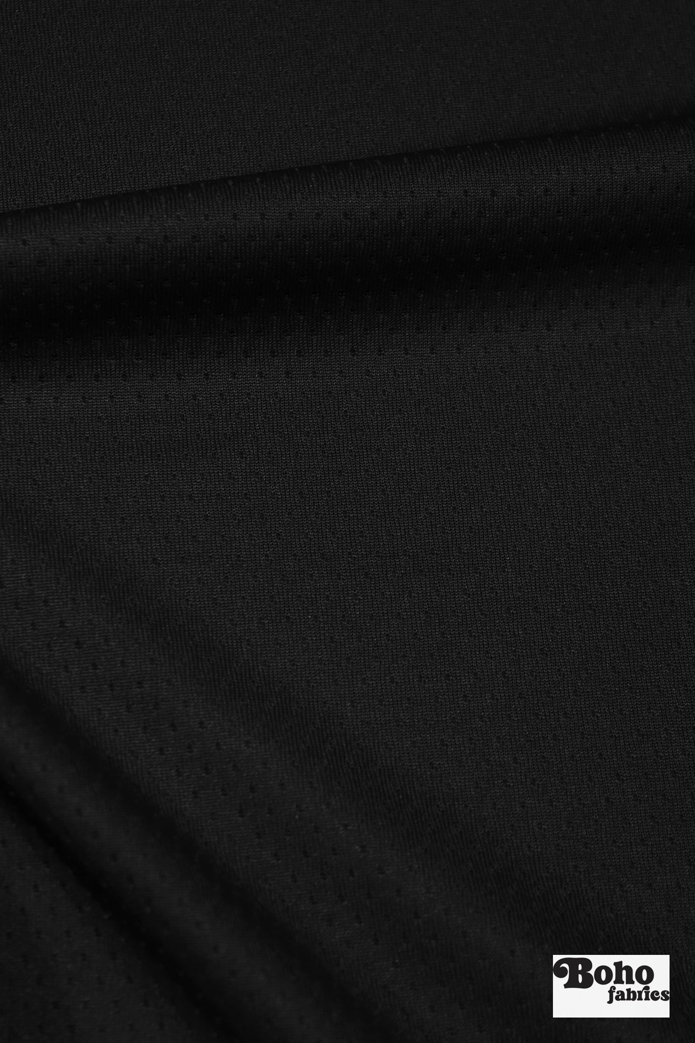 Black, Flat Back Dimple, Athletic Mesh Fabric - Boho Fabrics - Athletic Knit Fabric