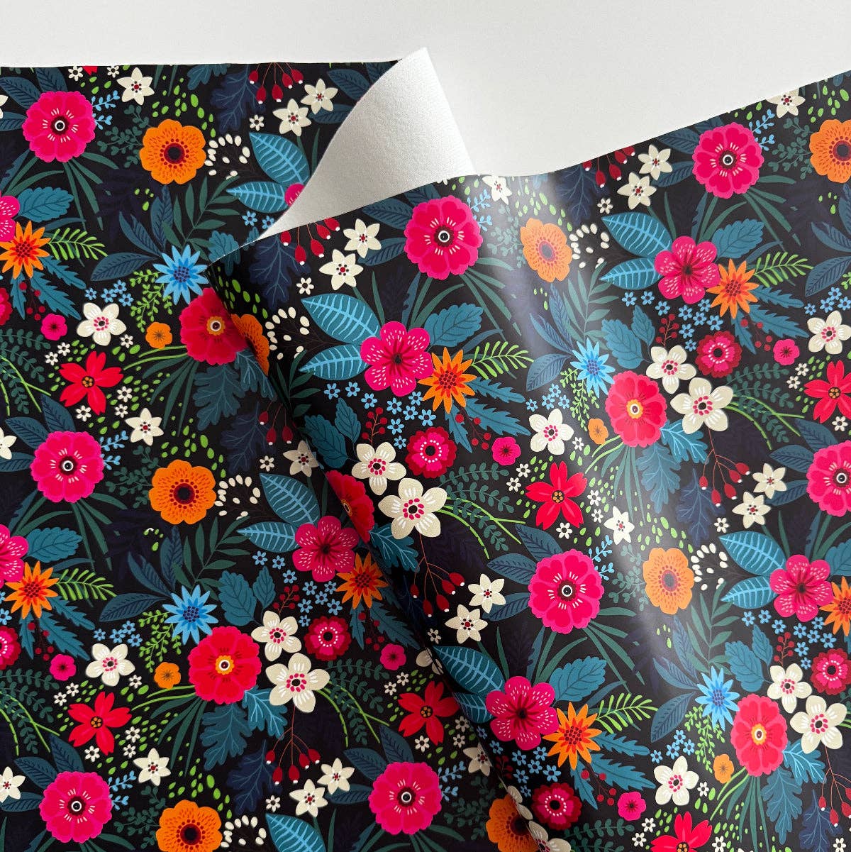 Black Floral Vinyl - Boho Fabrics - Vinyl Fabric