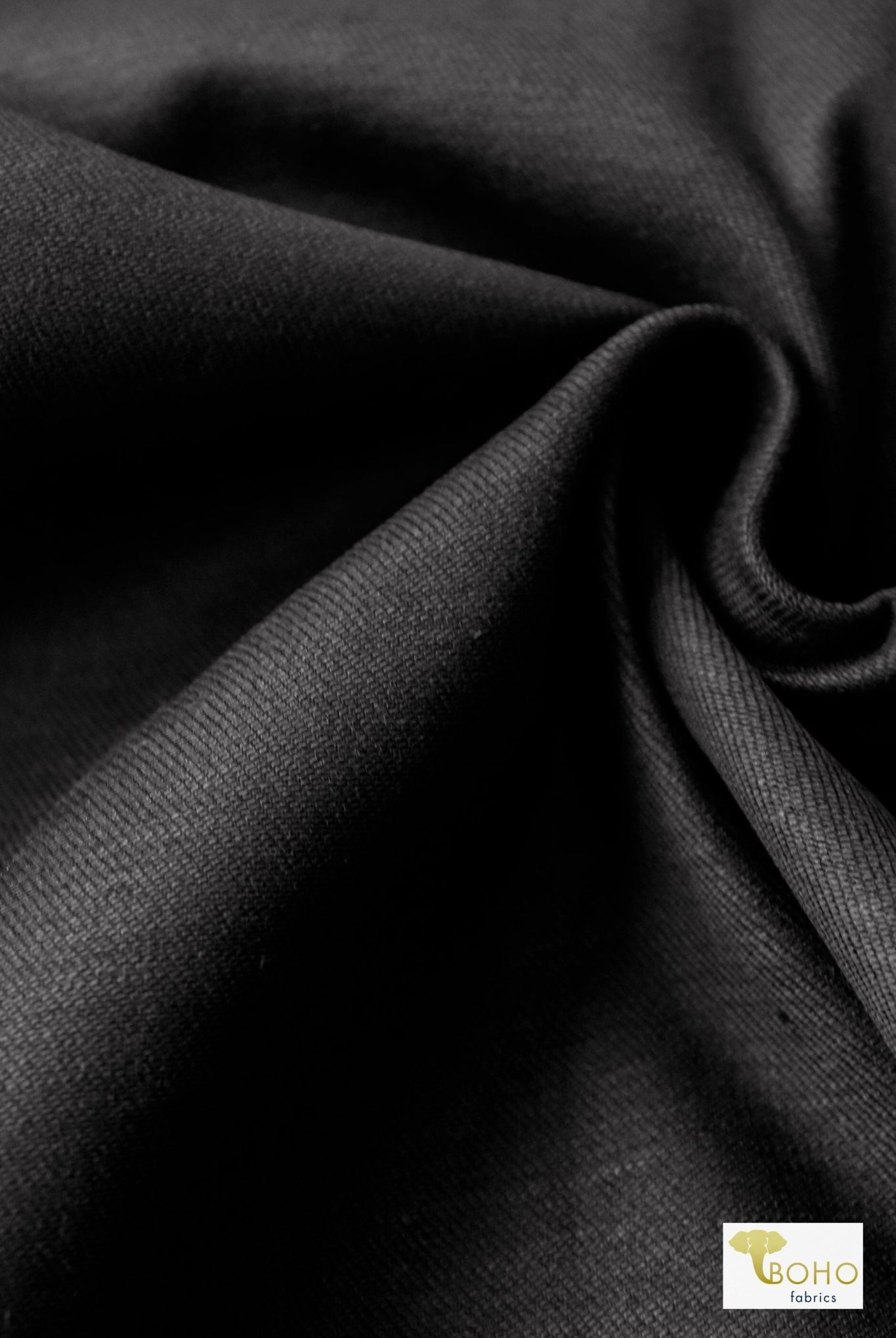 Black Foiled Twill, Cotton Woven - Boho Fabrics