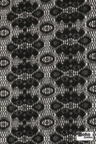 Black, Geometric Floral Lace Fabric - Boho Fabrics - Special Occasion Fabric