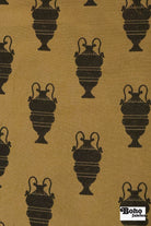 Black & Gold Antique Vase Jacquard Woven Fabric - Boho Fabrics - Jacquard, Woven