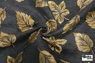 Black & Gold Leaves Jacquard Woven Fabric - Boho Fabrics - Jacquard, Woven
