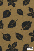 Black & Gold Leaves Jacquard Woven Fabric - Boho Fabrics - Jacquard, Woven