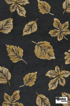 Black & Gold Leaves Jacquard Woven Fabric - Boho Fabrics - Jacquard, Woven