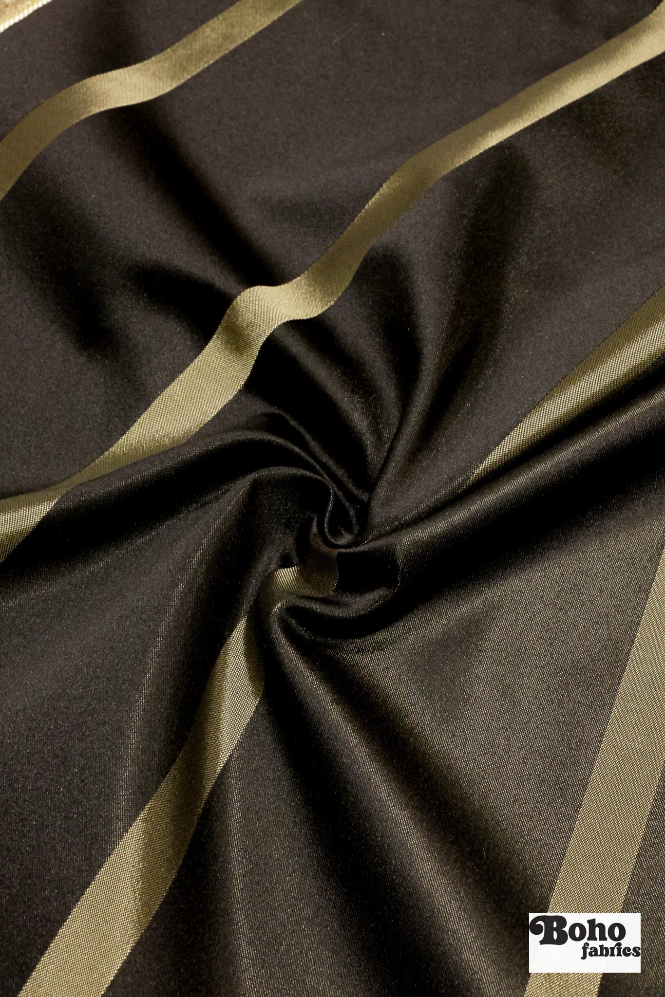 Black & Gold Stripe Jacquard Woven Fabric - Boho Fabrics - Jacquard, Woven