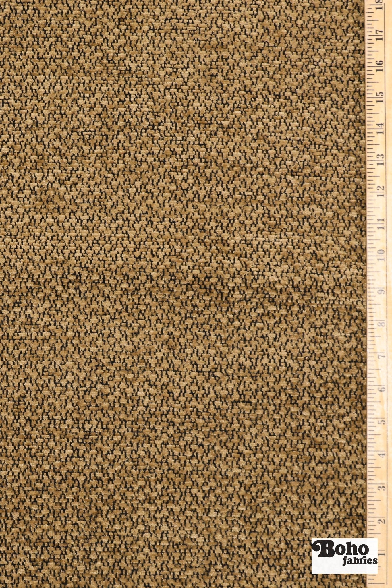 Black & Gold Tweed Velour Upholstery Woven Fabric - Boho Fabrics - Home Dec. & Upholstery Fabric