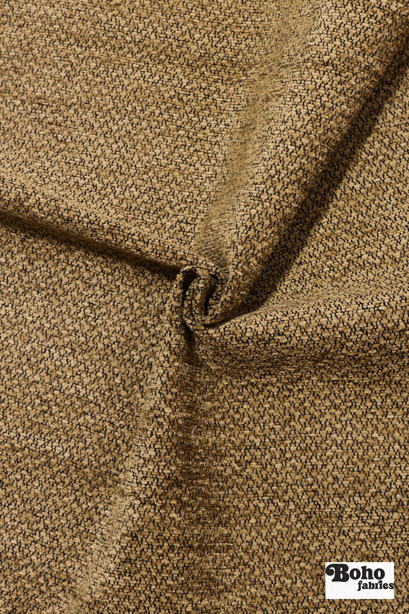 Black & Gold Tweed Velour Upholstery Woven Fabric - Boho Fabrics - Home Dec. & Upholstery Fabric