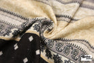 Black, Grey, and Beige Striped Paisley Double Gauze Cotton Woven Fabric - Boho Fabrics - Gauze, Woven