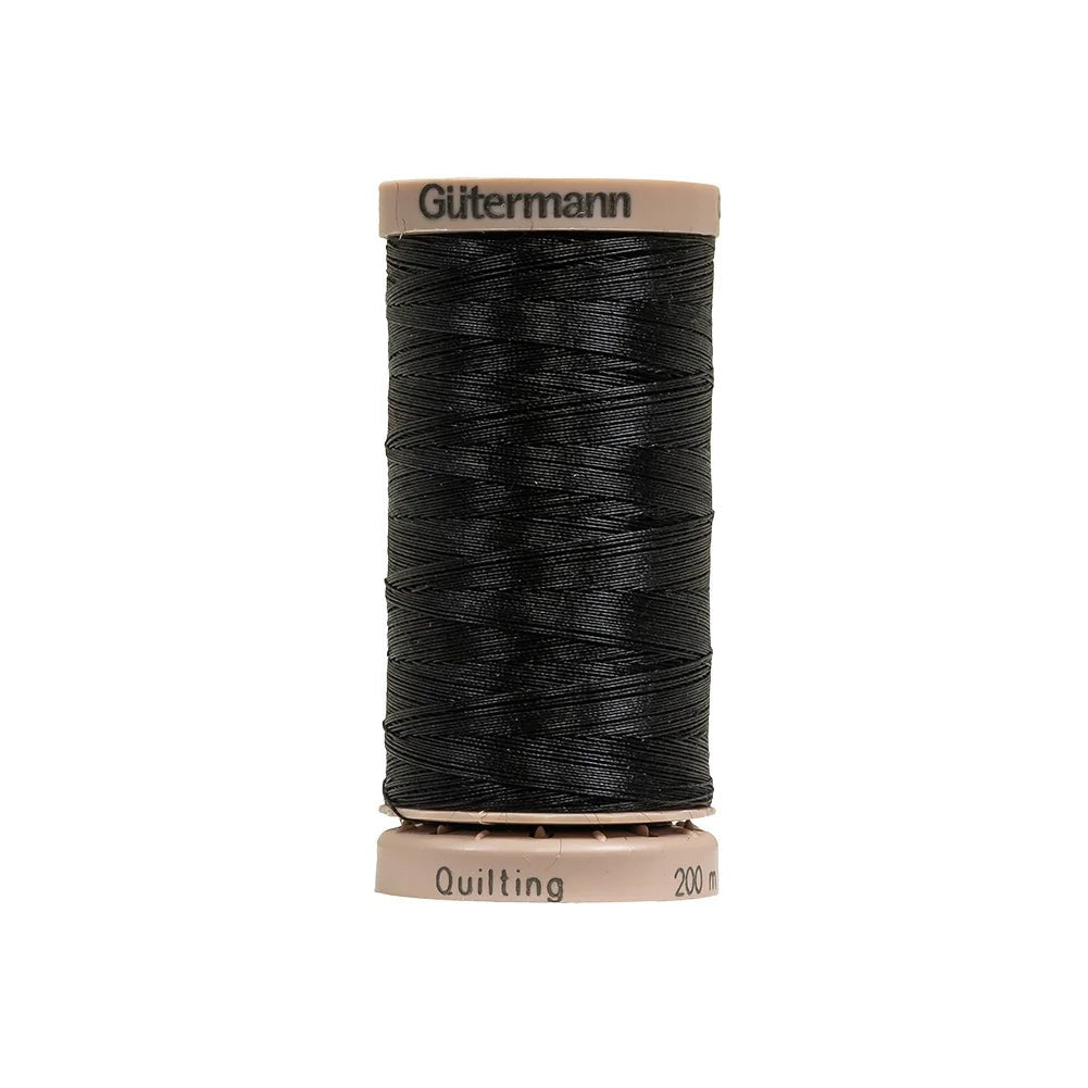 Black Hand Quilting Thread by Gutermann, Color 5201 Black - Boho Fabrics - Thread