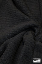 Black, High Loft Grid Fleece Fabric by Polartec, featuring Recycled Polyester - Boho Fabrics - Performance Fabrics