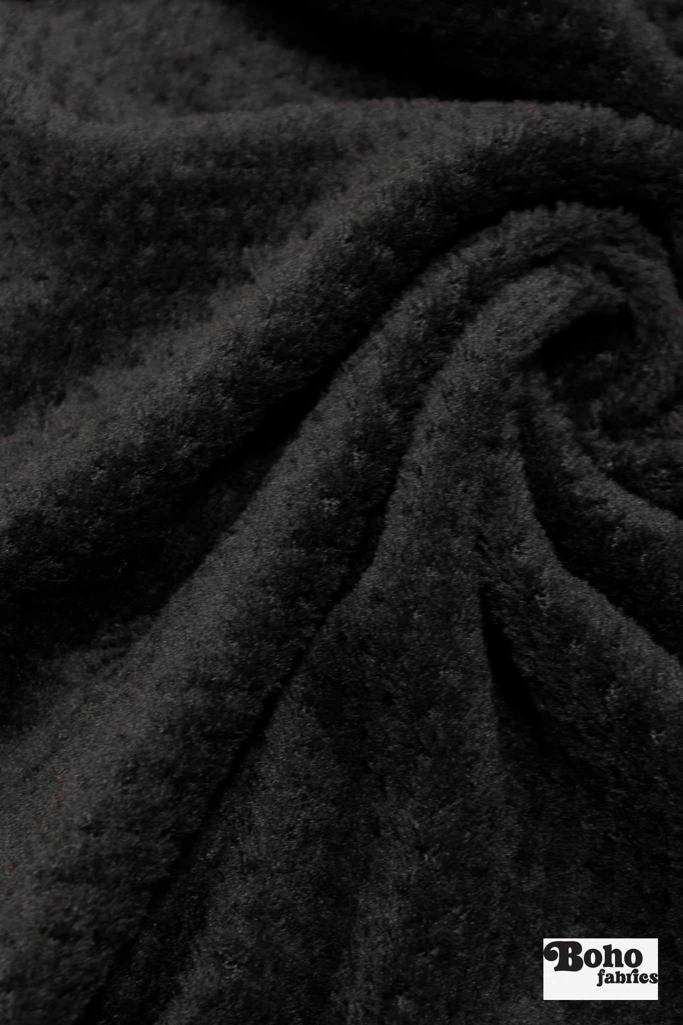 Black, High Loft Grid Fleece Fabric by Polartec, featuring Recycled Polyester - Boho Fabrics - Performance Fabrics