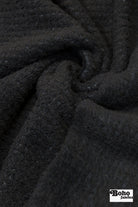 Black, High Loft Grid Fleece Fabric by Polartec, featuring Recycled Polyester - Boho Fabrics - Performance Fabrics