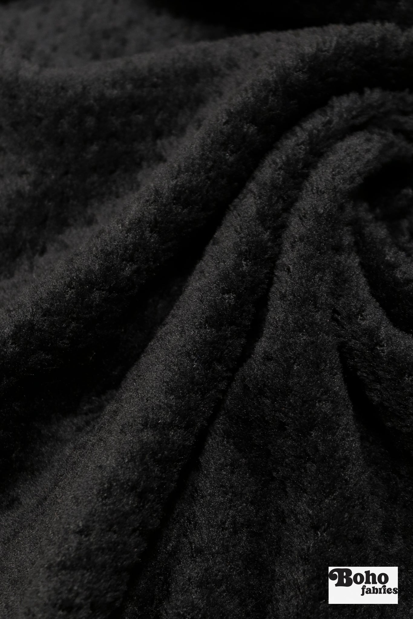 Black, High Loft Grid Fleece Fabric by Polartec, featuring Recycled Polyester - Boho Fabrics - Performance Fabrics