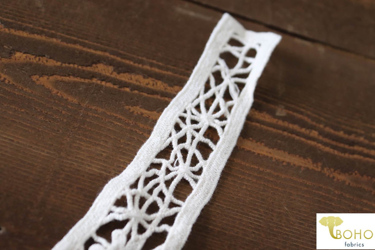 Black & Ivory Floral Applique. Style #FA-18 - Boho Fabrics