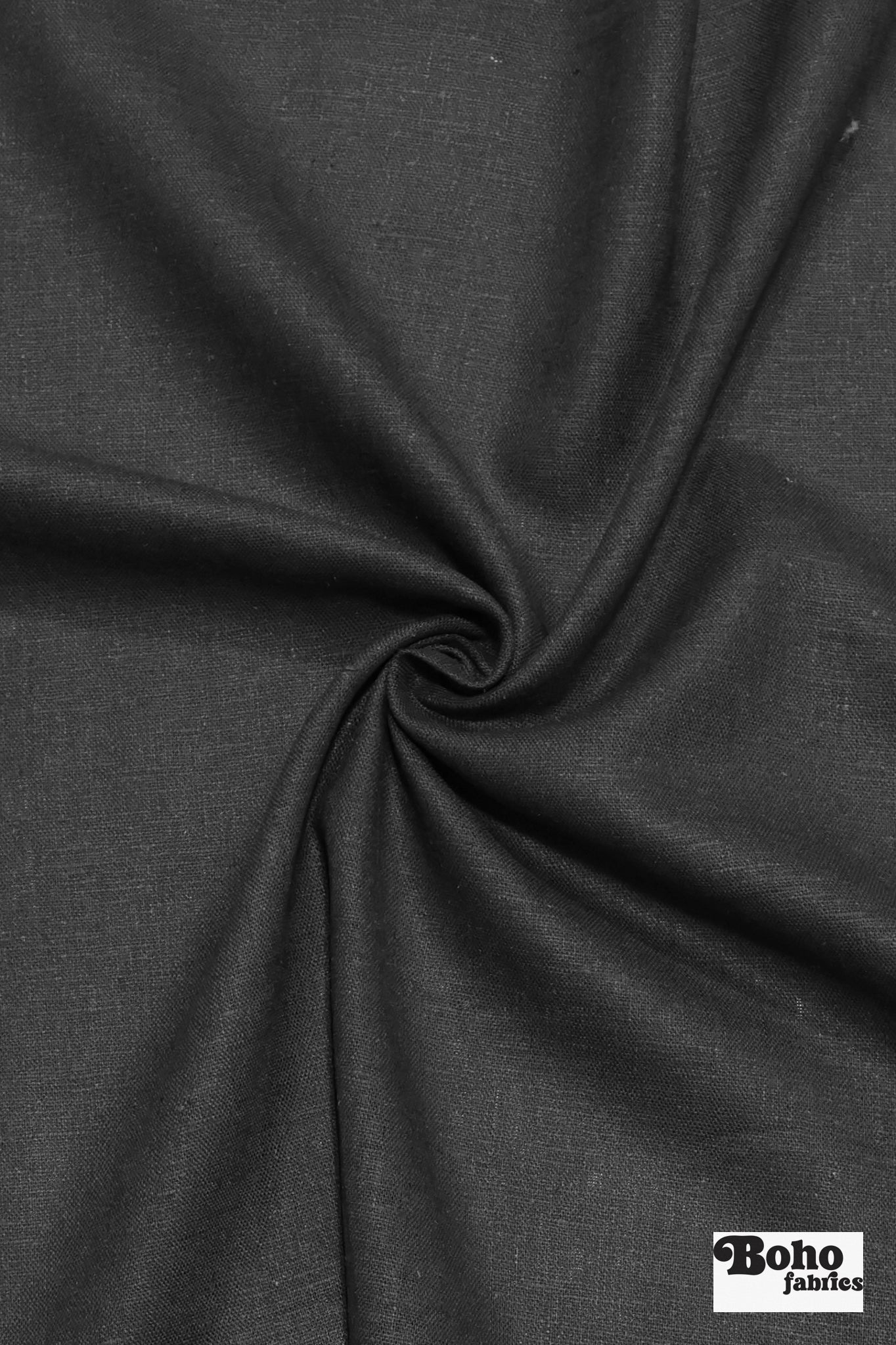 Black Linen Woven Fabric - Boho Fabrics - Linen, Woven