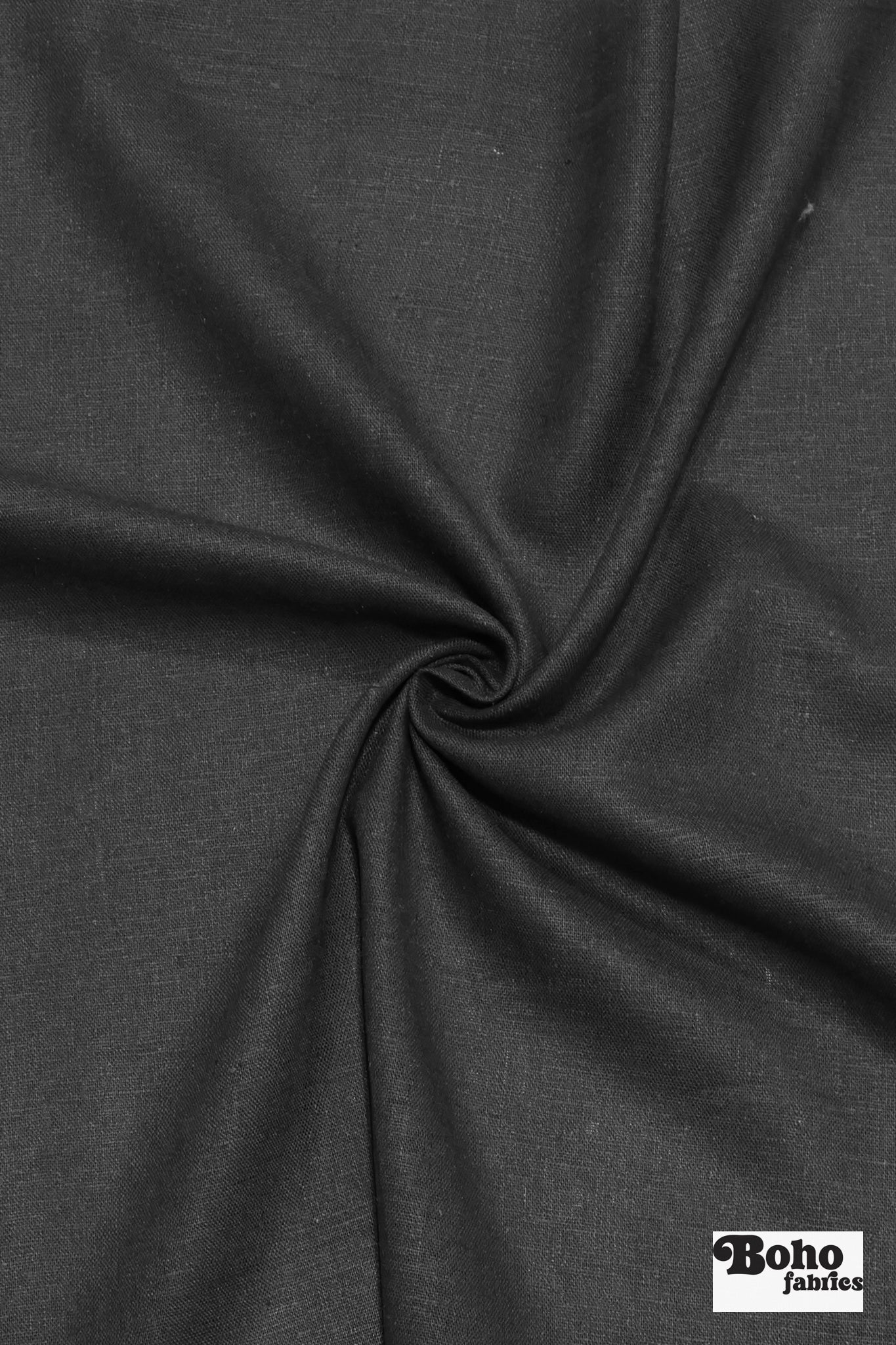 Black Linen Woven Fabric - Boho Fabrics - Linen, Woven