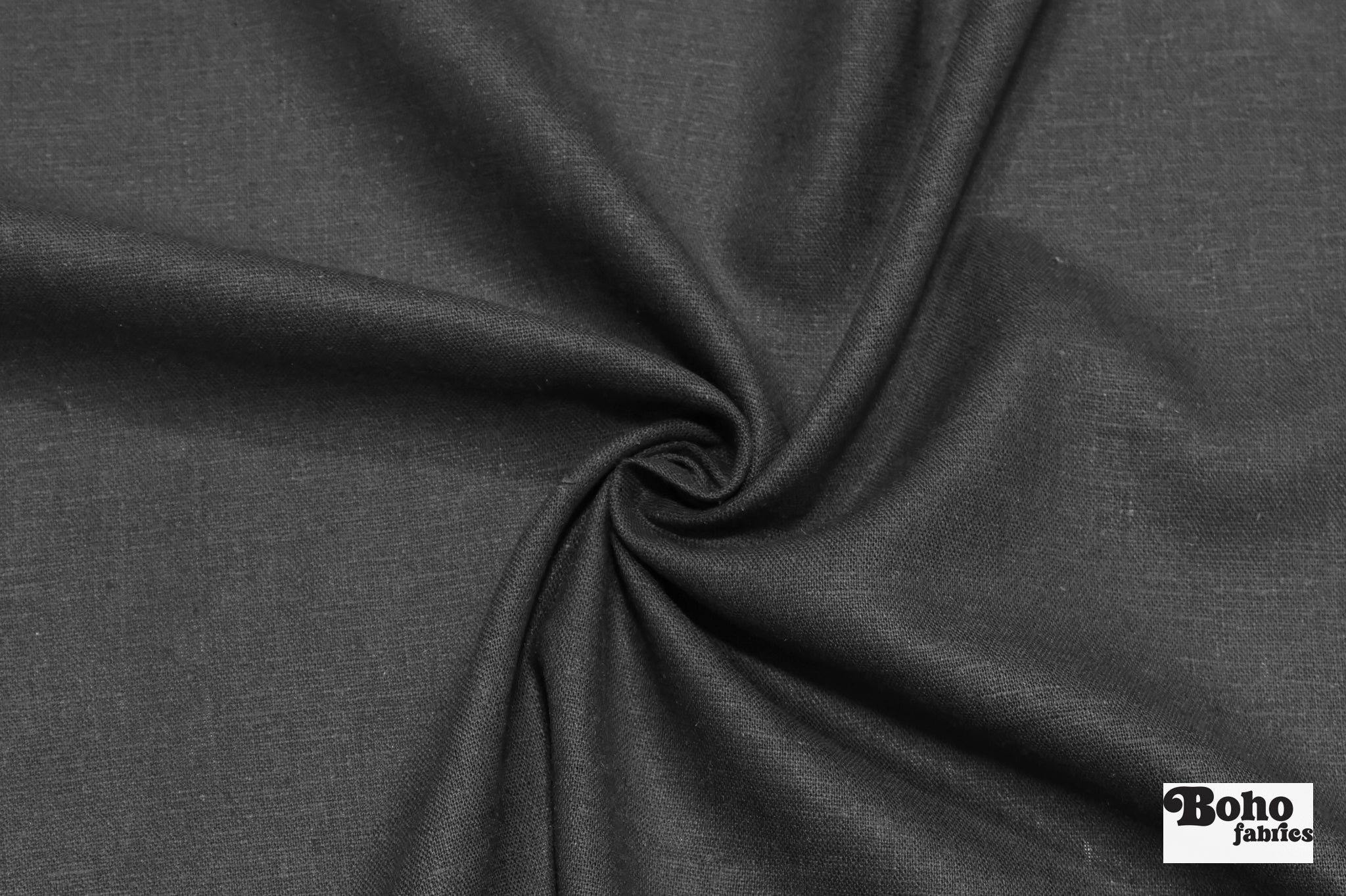 Black Linen Woven Fabric - Boho Fabrics - Linen, Woven