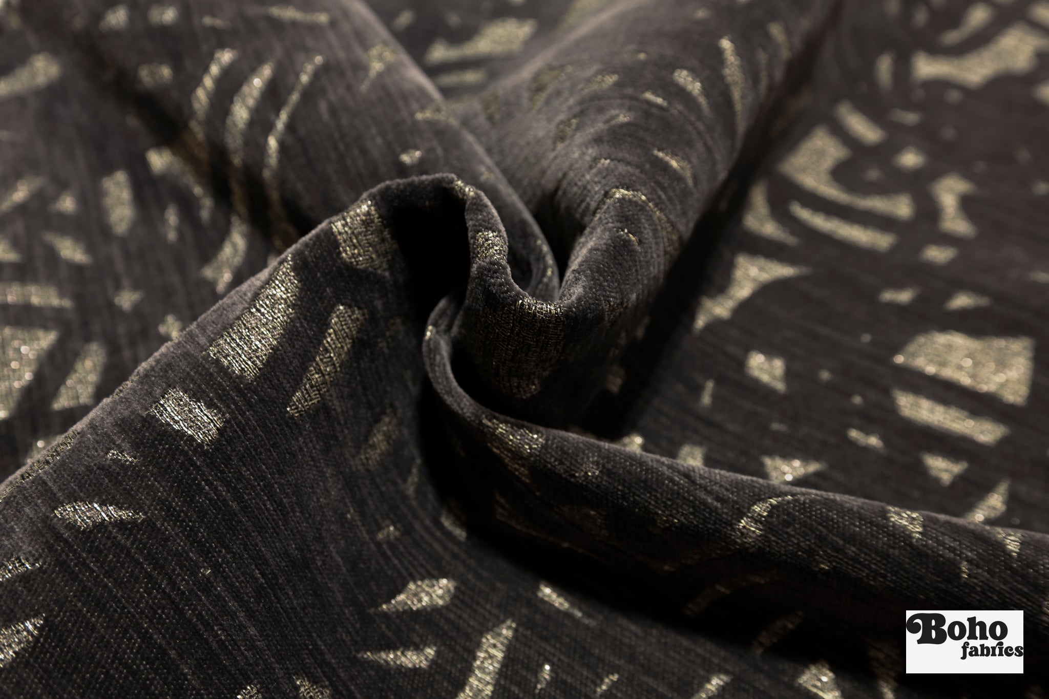 Black & Metallic Abstract Upholstery Woven Fabric - Boho Fabrics - Home Dec. & Upholstery Fabric