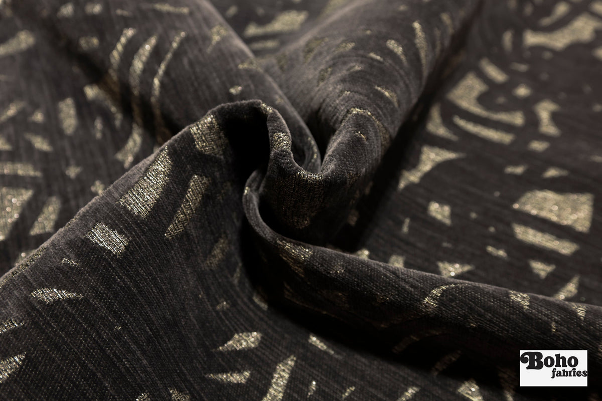 Black & Metallic Abstract Upholstery Woven Fabric - Boho Fabrics - Home Dec. & Upholstery Fabric
