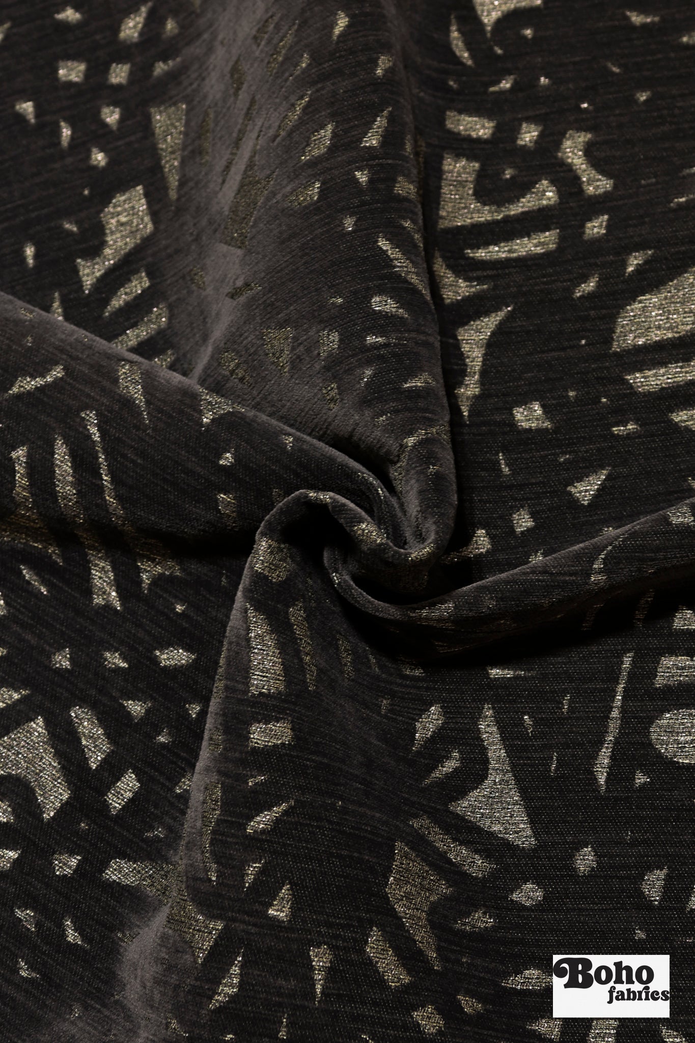 Black & Metallic Abstract Upholstery Woven Fabric - Boho Fabrics - Home Dec. & Upholstery Fabric