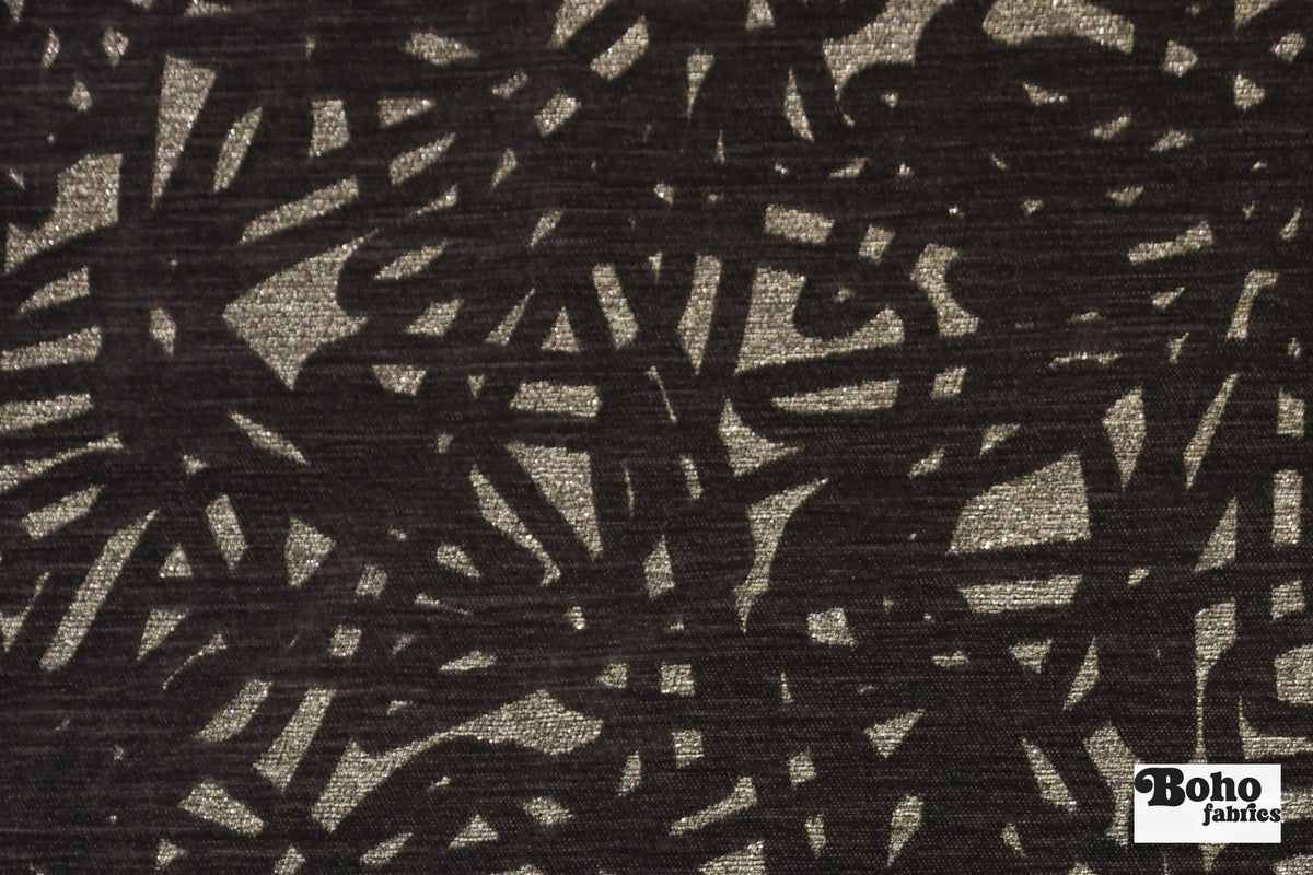 Black & Metallic Abstract Upholstery Woven Fabric - Boho Fabrics - Home Dec. & Upholstery Fabric