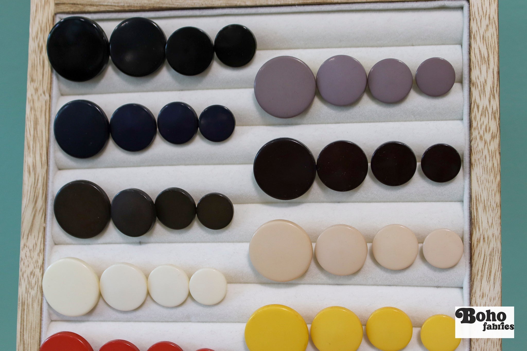 Black, Mod Gambit, Shank Button. Available in 15mm, 18mm, 20mm, 25mm - Boho Fabrics - Buttons & Snaps