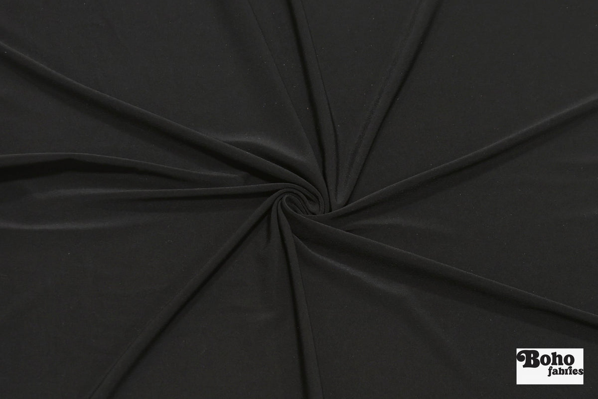 Black, Nylon Jersey Knit Fabric - Boho Fabrics - Jersey Solid, Knit Fabric