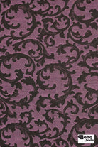 Black & Orchid Damask Jacquard Woven Fabric - Boho Fabrics - Jacquard, Woven