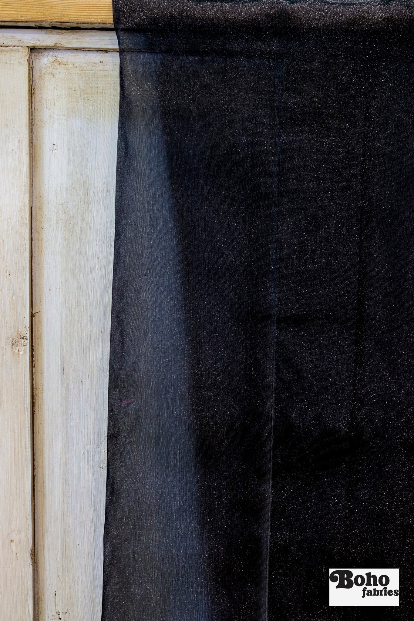 Black, Organza Shimmer, Woven Fabric - Boho Fabrics - Organza, Woven Fabric