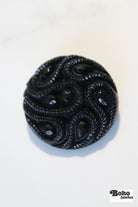 Black Paisley Faceted, Plastic Shank Buttons. Available in 19mm (30L), 23mm (36L) and 28mm (44L) - Boho Fabrics - Buttons & Snaps