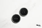 Black Plastic Two Hole Buttons with Metal Frame. Available in 23mm (36L) - Boho Fabrics - Buttons & Snaps