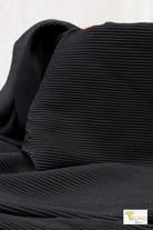 Black, Pleated Woven - Boho Fabrics