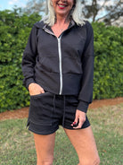 Black, Polartec Power Air. Insulating Performance Knit Fabric - Boho Fabrics - Performance Fabrics