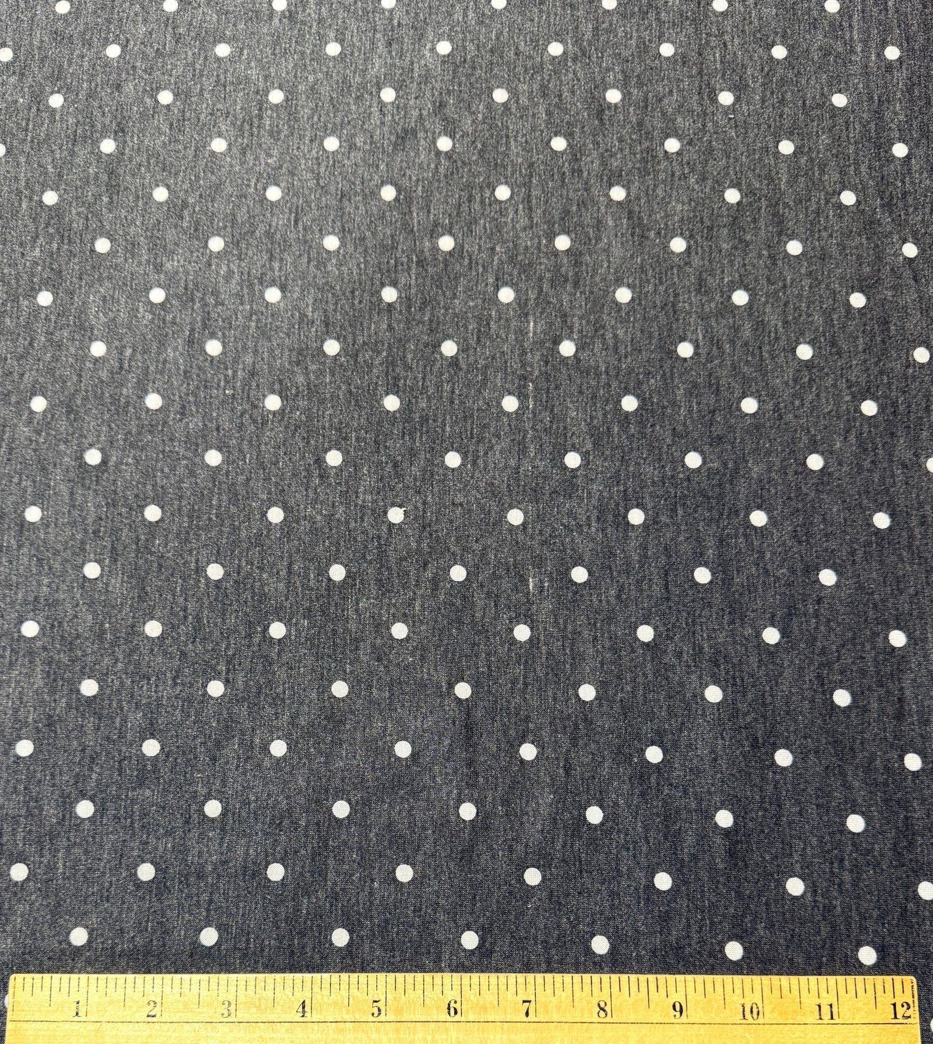 Black Polka Dots, French Terry Knit Fabric - Boho Fabrics - French Terry Prints, Knit Fabric